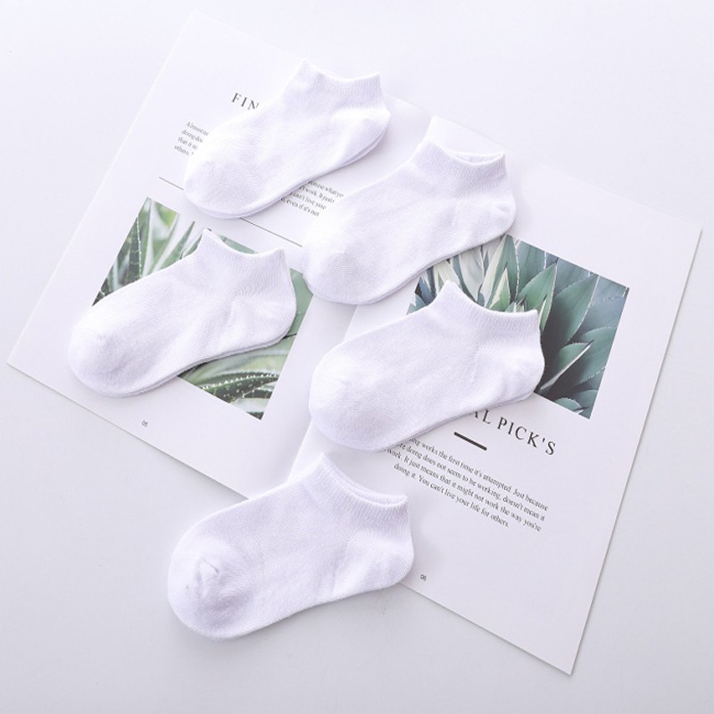 5 Pairs/Pack White Socks Toddler Toddler Short Spring Style Solid Thin Soft Socks for Boys Girls Clothing Accessories