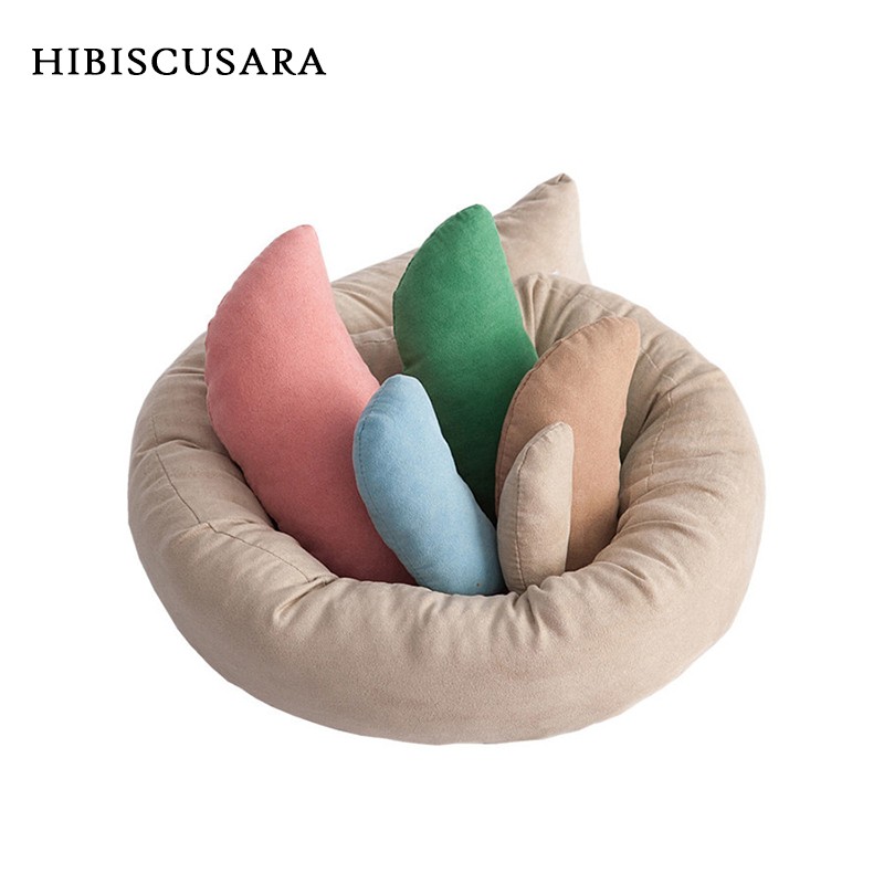 6pcs/set Newborn Posing Bean Bag Baby Photography Prop Cushion Baby Crescent Shaped Pillows Positioner Pillow Basket Filler