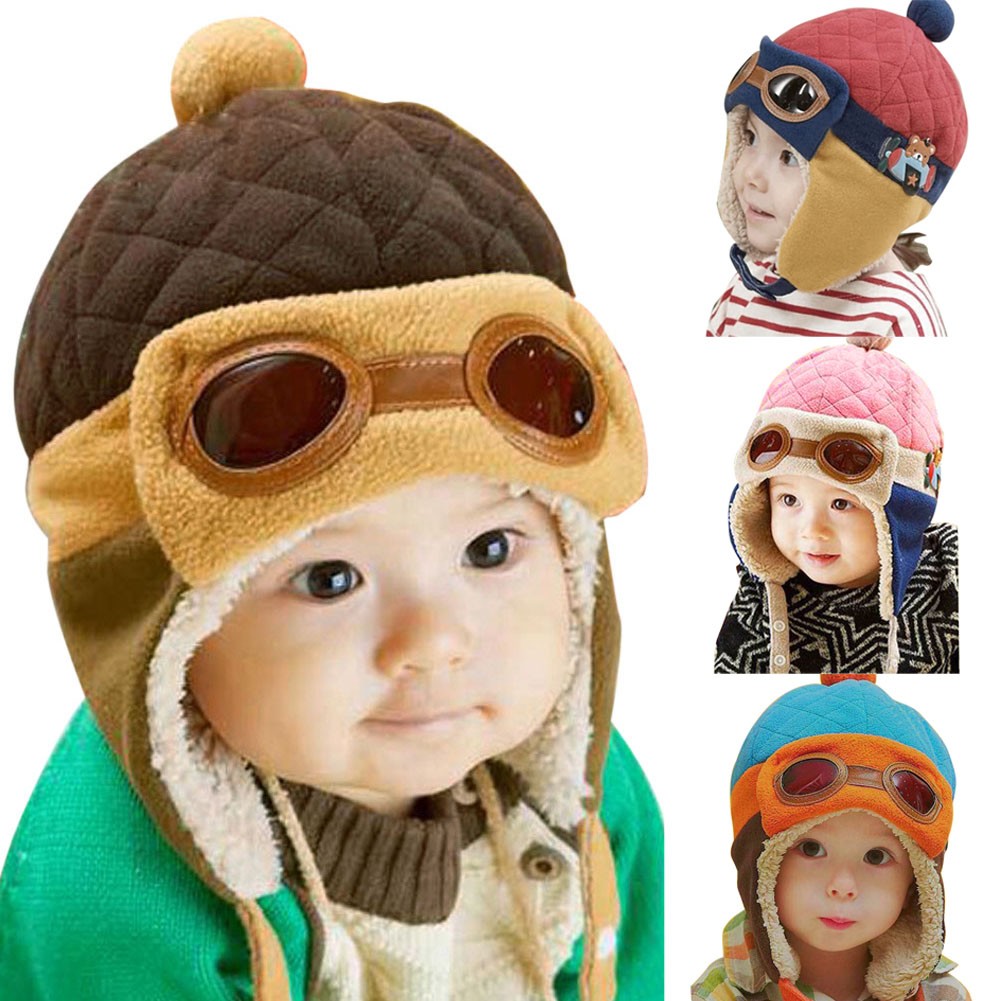 Baby Warm Toy Hats Winter Hats Toddler Boys Girls Pilot Hats Hooded Cap Winter Warm Hat Party Hats