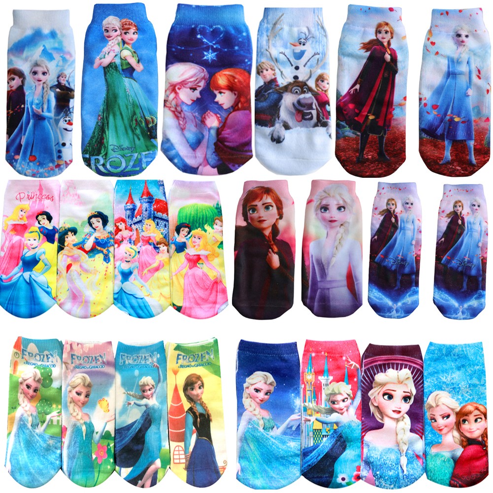 4 Pairs/Bag Kids Socks Children Frozen Socks Spring Cotton Anna Elsa Princess Cartoon Socks for Boy Girls Socks