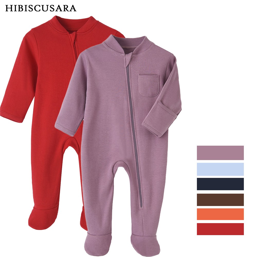 Newborn Baby Clothes 100% Cotton Solid Color Jumpsuit Zipper Baby Bottoms Baby Boys Girls Spring Clothes