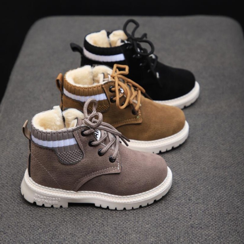 Autumn Winter Children's Shoes Martin Boots Boys Shoes Soft Leather Anti-slip Girls Shoes 21-30 Running Sneakers