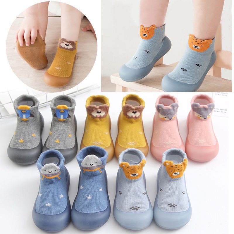 Unisex Children's Anti-Slip Shoes Cartoon Animal Fox Baby Girls First Walkers Boys Shoes Soft Rubber Outside Sole Toddler Pink