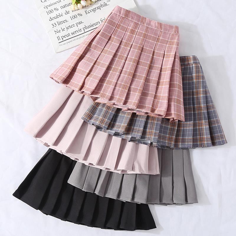 Girls Skirts Autumn Vintage Pleated Plaid Skirts School Teenage Girl Spring Kids Skirt Children Clothes 3 4 6 8 10 12 14 Years