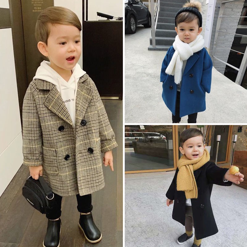 1-7 Years Children Woolen Coat Baby Turndown Collar Fashion Warm Jacket Girls Long Coat Spring Kids Girls Casual Outwear