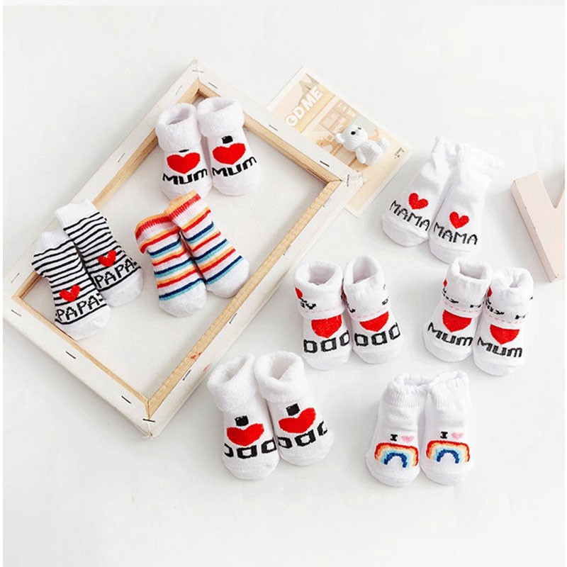 Spring Summer Baby Girls Boys Cotton Soft Socks for Newborn Baby Letter Printed Warm Infant 0-6 Months Clothes Accessories