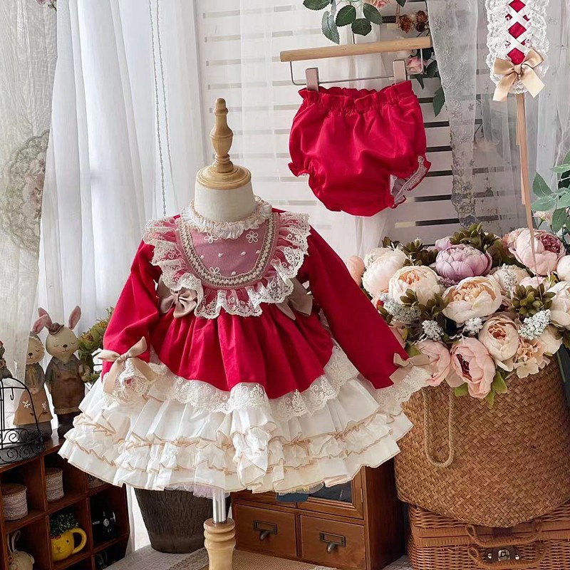 Children Spanish Sweet Flower Girl Dress Baby Girl Clothes Flower Girl Dresses Festivals Newyears Clothes Christmas Dress