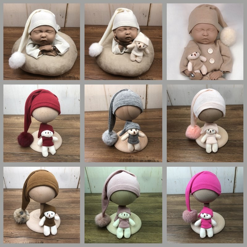 Newborn photography long tail hat big ball cap baby 0-1 month baby photo props boys and girls caps