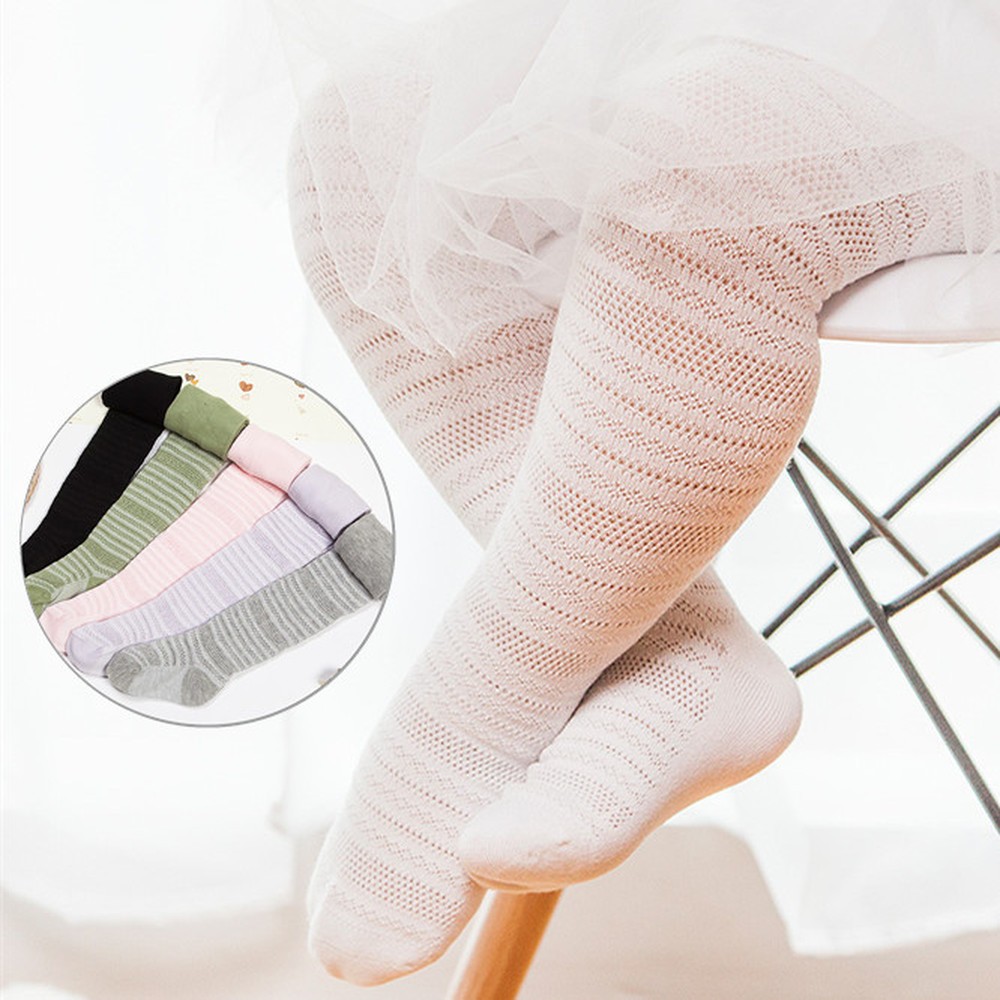 Spring Summer Infant Mesh Baby Pantyhose Baby Girls Princess Pantyhose Baby Socks Stripe Baby Socks White Soft Cotton Socks