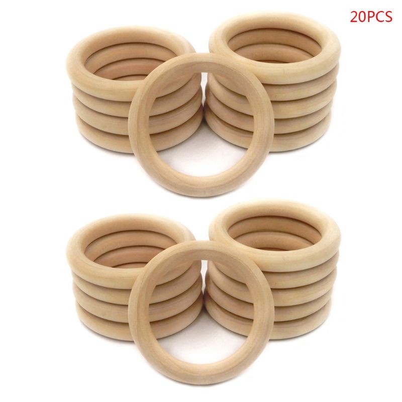 20pcs Natural Wooden Baby Teether Molar Ring Infant DIY Making Safe Teething Accessories Newborn Bracelet Craft Toy