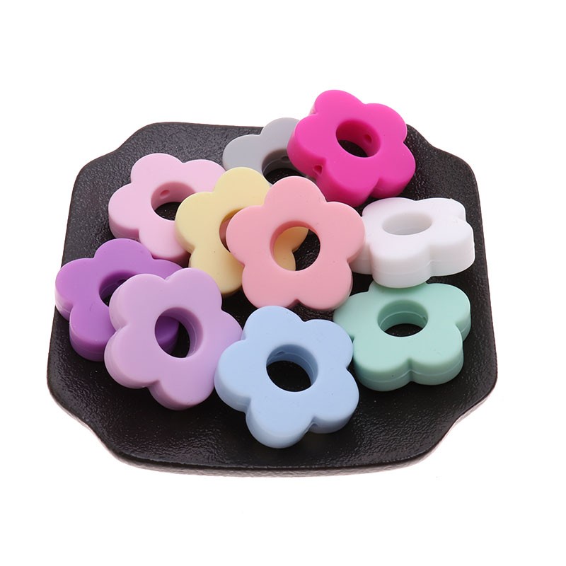 20pcs Baby Flower Beads Silicone Beads Flower Silicone Beads Teething Magic Teether Baby Chew Necklace Chew BPA Free Gift