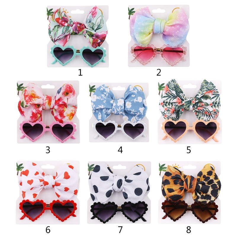 2pcs Newborn Photography Props Sunglasses Headband Set Baby Infant Photo Hair Band Glasses Sunglasses Kit