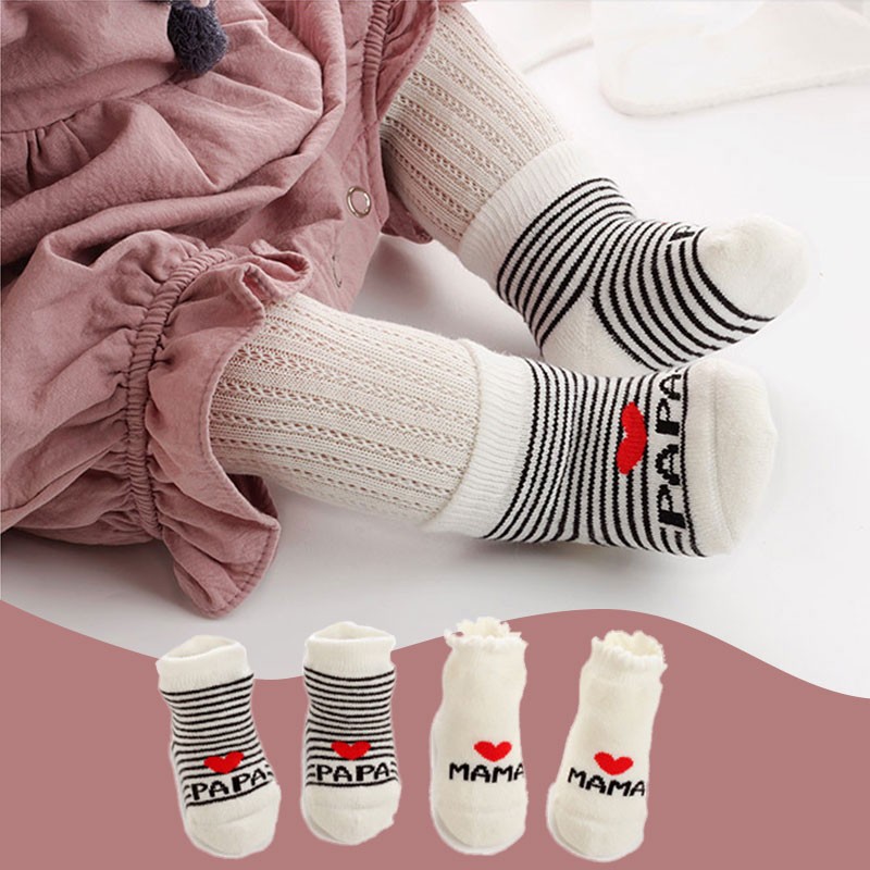 Spring Autumn Baby Cotton Socks Soft Cute Love Mama Girls Boys Floor Socks for 0-6 Months Newborn Baby Stripe Newborn Stuff