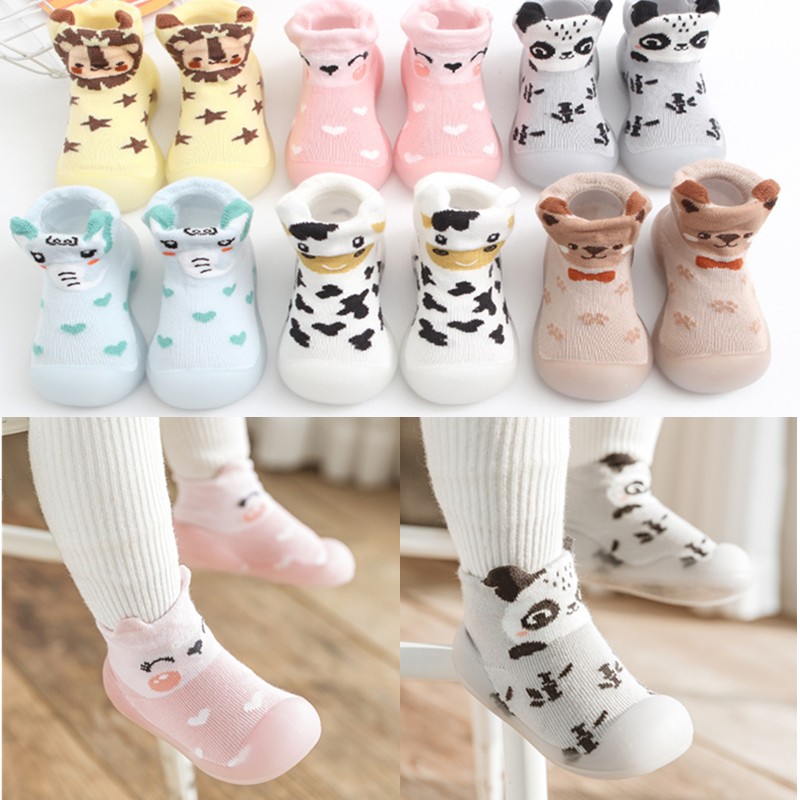 Unisex Baby Shoes First Shoes Baby Walkers Toddler First Walker Baby Girl Kids Soft Rubber Sole Baby Shoes Knit Socks Anti-slip