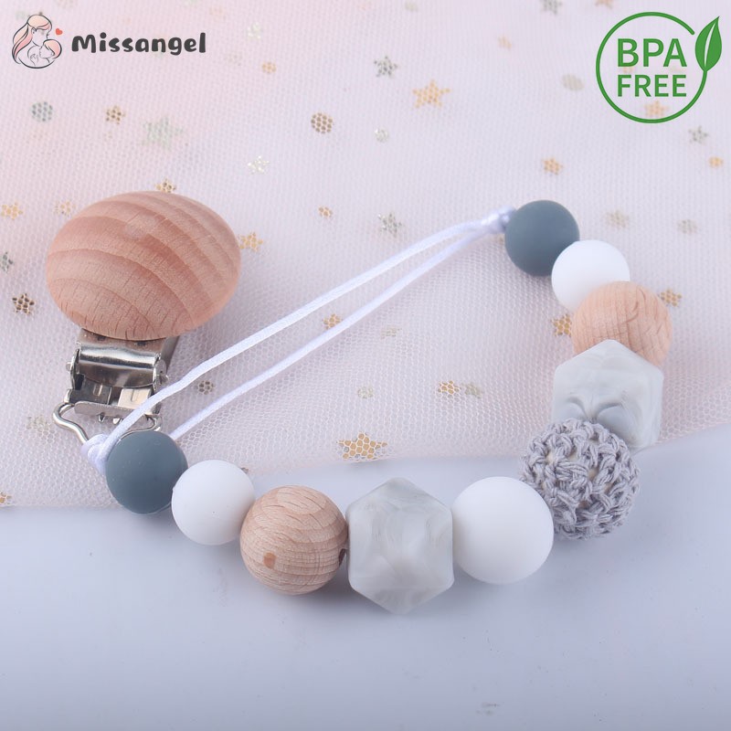 Pacifier Clip Baby Girls Silicone Teething Beads Paci Holder Clips Soothie Teether Toy Chewbeads Birthday Baby Shower Gift 2022