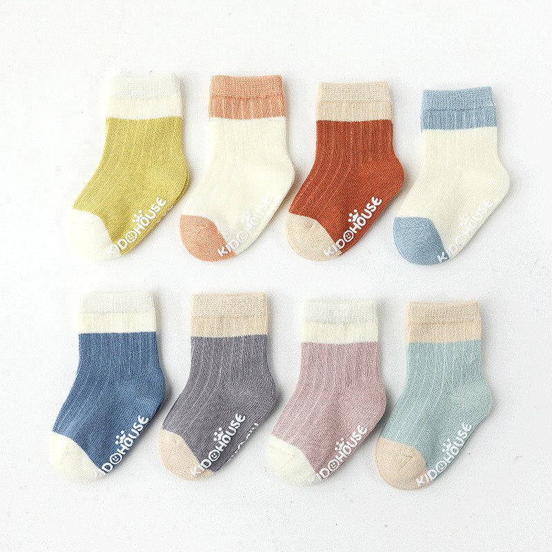 4pairs/lot Newborn Baby Boy Girl Socks Ribbed Toddler Winter Non-slip Socks 0-3 Years Kids Winter Autumn Spring Baby Girl Stuff