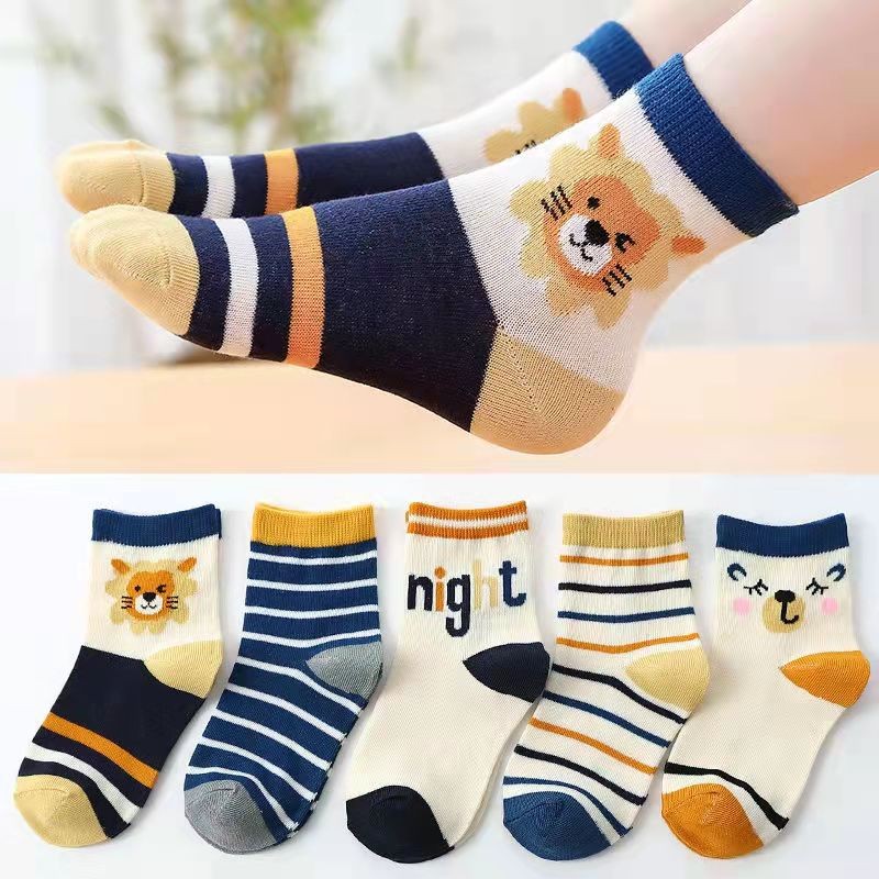 5pairs/lot Autumn Winter Children Cartoon Bear Socks Baby Cute Trendy Cotton Print Socks Comfortable Girls Boys Sports Socks Hot