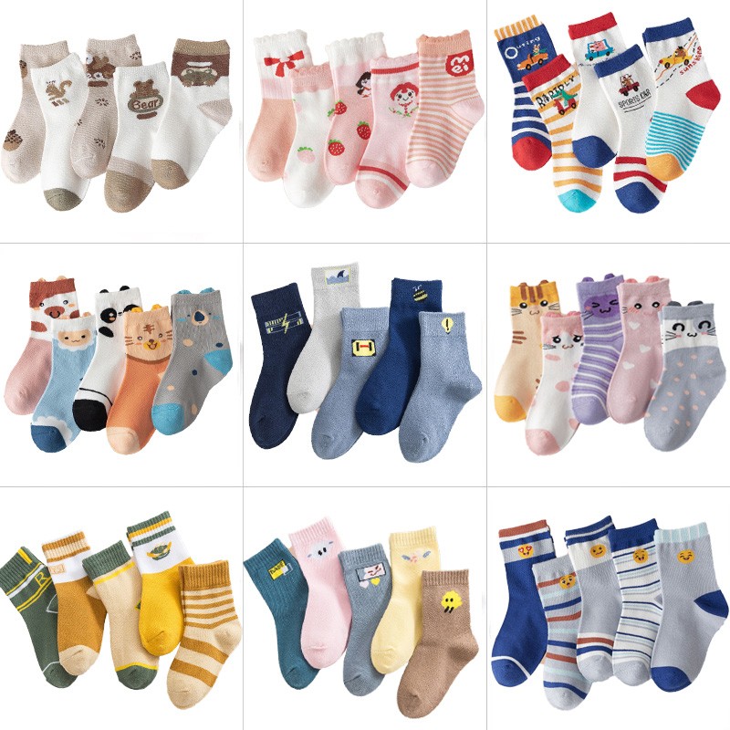 5 pairs soft cotton children socks cute cartoon print kids socks newborn baby boy socks casual girls boys socks 1 to 12 years