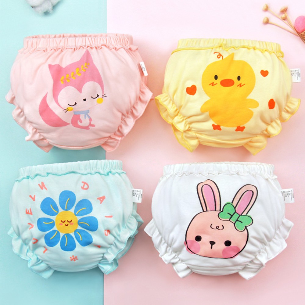 Baby Girls Briefs Panties For Kids Underwear Children Underpants Cotton Bread Pants Duck Flower Rabbit Pattern 4pcs/lot