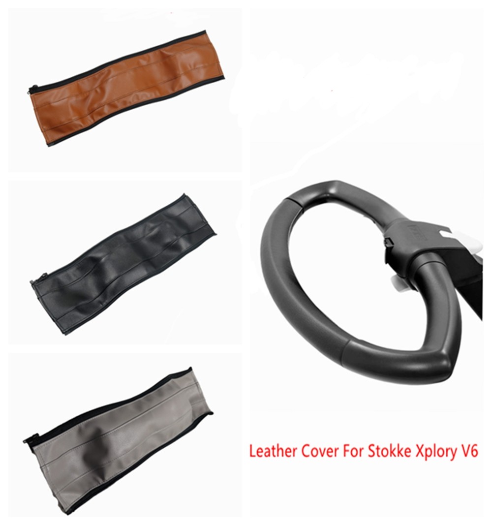 1PC PU Leather Handle Cover For Stokke Xplory V6 Stroller Stroller Bumper Protective Cases Armrest Covers Baby Stroller Accessories