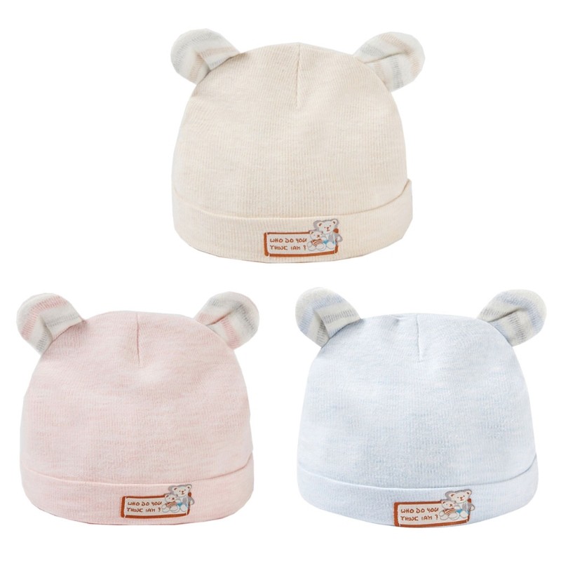 Baby Cotton Hat Cute Bear Ears Boys Girls Cap Newborn Infant Solid Color Cap for Boys Girls Shower Gifts Clothing Accessories