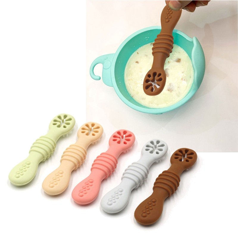 Baby Led Weaning Spoon Silicone Feeding Learning Scoop Training Tools Newborn Tableware