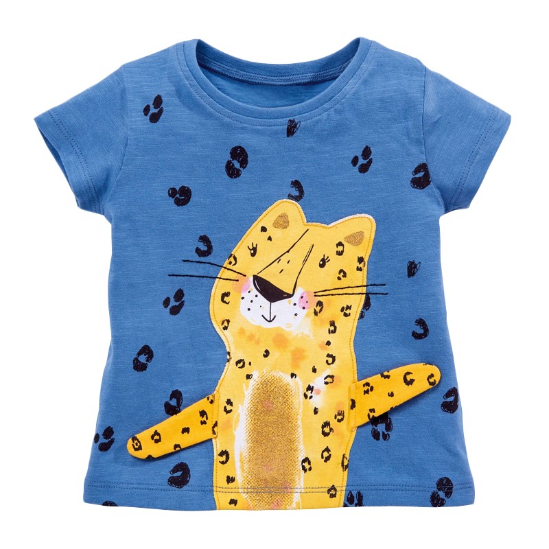 Little maven summer clothes full cotton T-shirt blue baby girls cat lovely and comfortable clothes for baby infant kids 2 to7 yea