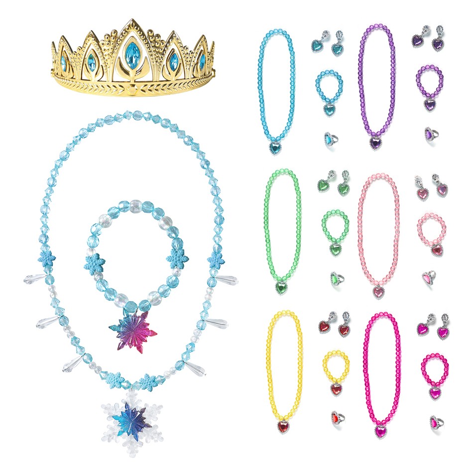 Frozen Princess Elsa Crown Neacklace Snow Queen Cosplay Accessories for Aurora Rapunzel Belle Snow White JYF