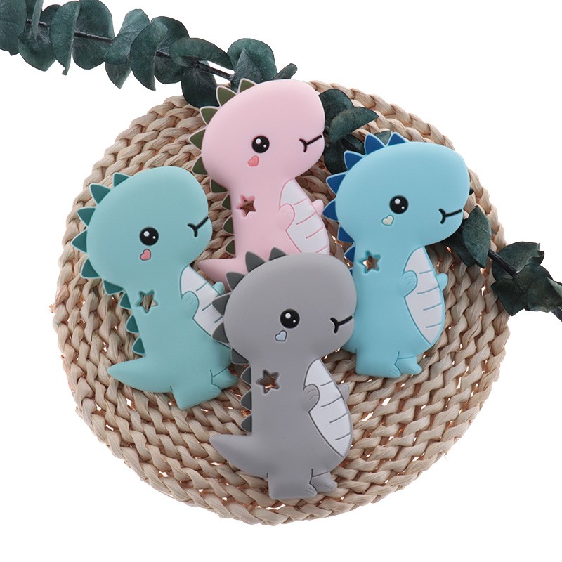 10pcs Silicone Baby Teething Dinosaur Silicone Nursing Teether Baby Teething Charcoal for Pacifier BPA Free Baby Goods