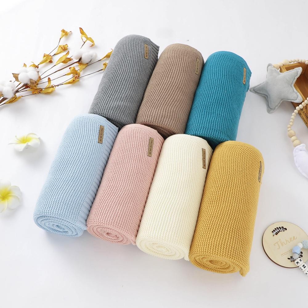 Newborn Baby Super Soft Cotton Knitted Baby Stroller Blanket Baby Stroller Blanket For Girls Boys Monthly Baby Wrap