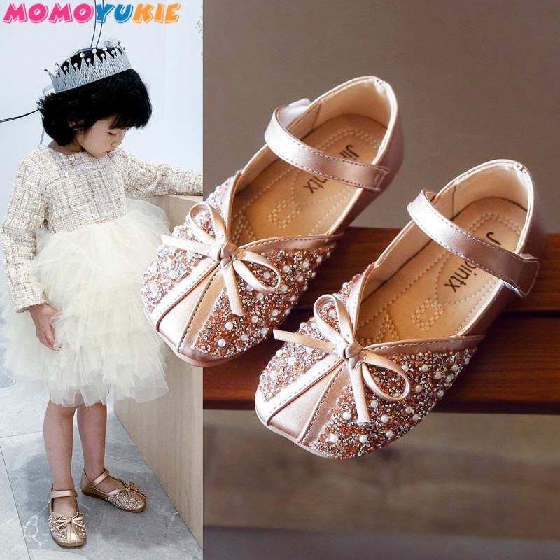 New Children Princess Shoes Baby Girls Flat Bling Leather Sandals Fashion Soft Sequins Kids Dance Party Shoes Sparkly