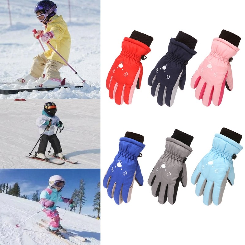 Children Skiing Cycling Gloves Kid Thick Warm Cute Bear Face Gloves