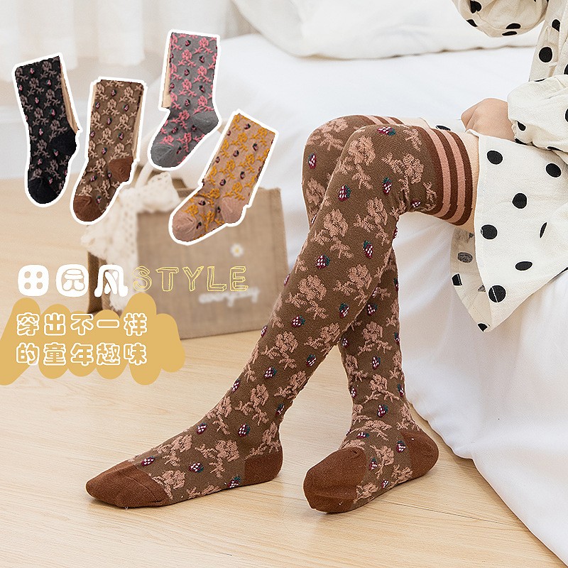 2022 Spring Baby Girls Pantyhose Cute Flower Socks Fashion Skinny Tights Tights For Kids Girls 2-8 Years