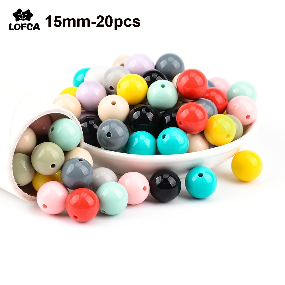 luvka 15mm 20pcs Liquid Silicone Beads Anti-static Silicone Teething Beads DIY Liquid Silicon Bright Safer BPA Free Food Grade