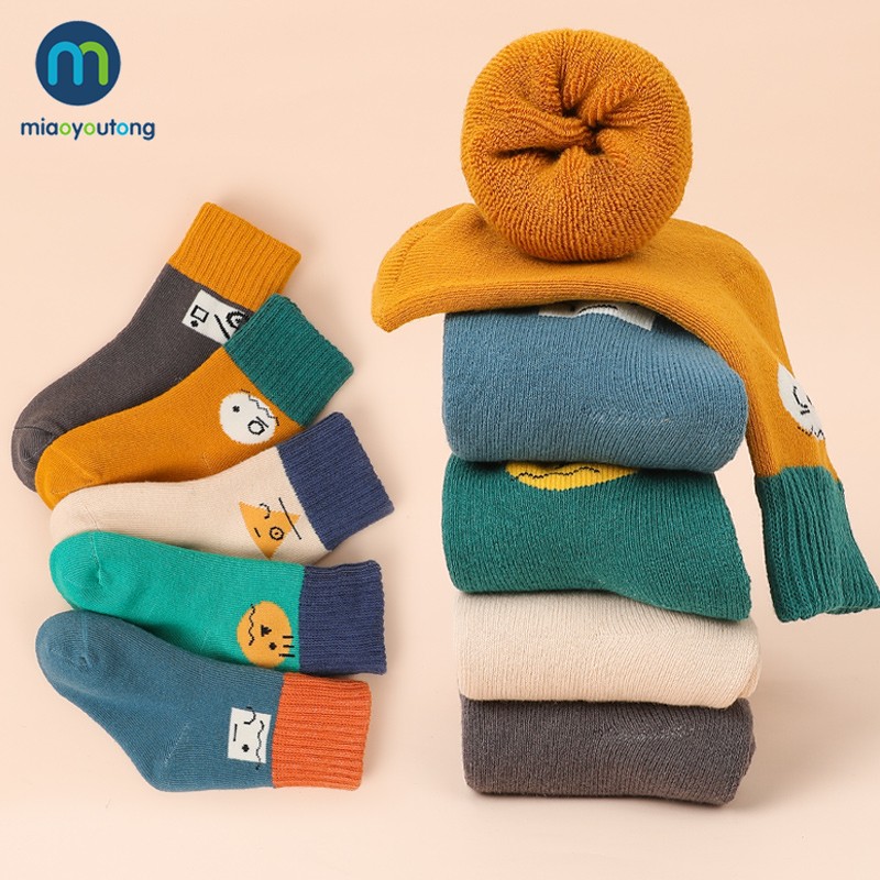 5pairs/lot Thick Terry Cotton Baby Kids Socks Winter Soft Warm Socks for Children Boys Girls Thermal Floor Socks Miaoyoutong