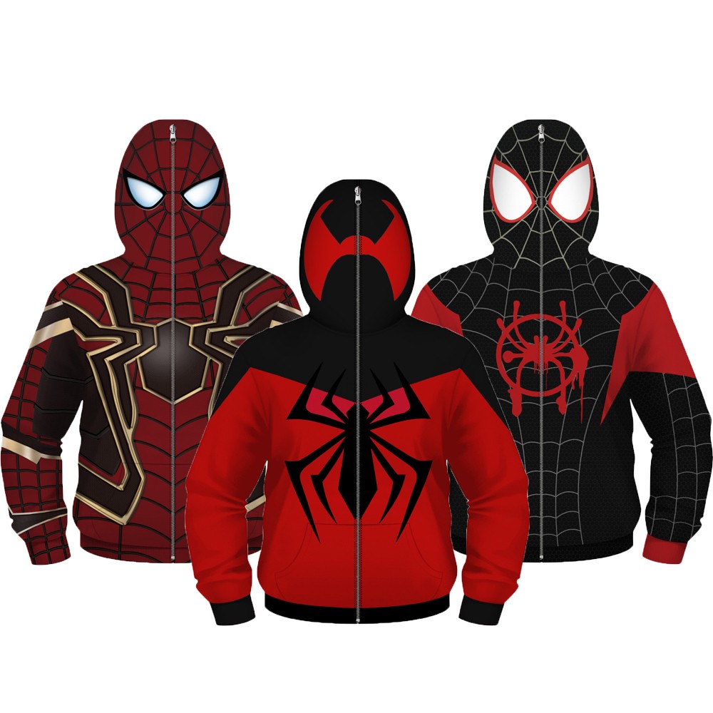 Autumn Fashion Boys Full Sleeve Full Zipper Hoodies Children Sweatshirts Super Heroes Cosplay Costume Outwear Kids Coats