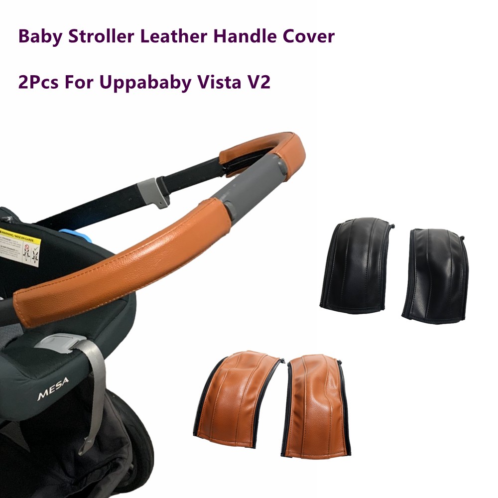 Baby Stroller Leather Armrest Cover for uppababi Vista V2 Handle Bumper Sleeve Case Bar Protective Cover Stroller Accessories