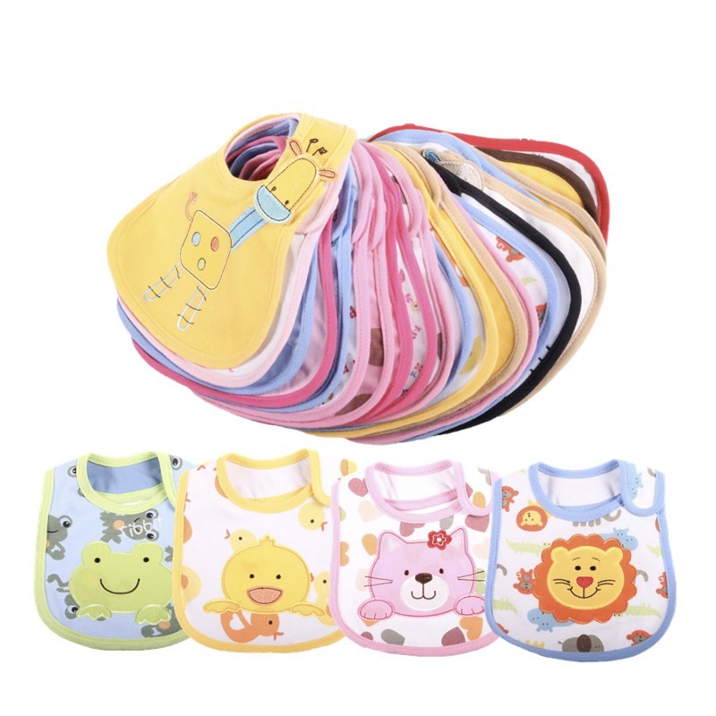 10pcs Baby Bibs Cotton Cute Cartoon Pattern Baby Waterproof Saliva Towel Fit 0-3 Years