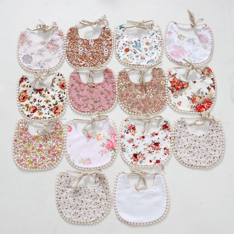 Baby Bib Infant Burp Cloths Toddler Bib Cotton Toddler Floral Dinner Towel Feeding Double Deck Cute Girl Bibs