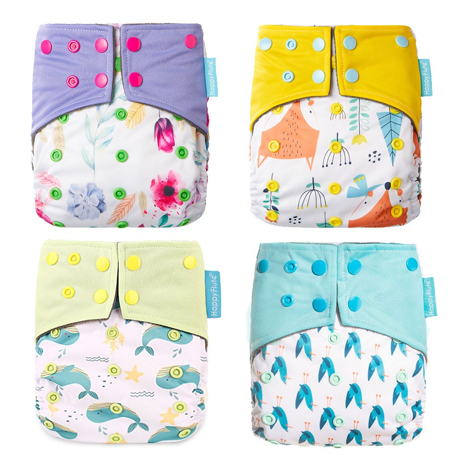 HappyFlute OS Bamboo Charcoal Waterproof Washable Pocket Diaper Christmas Baby Cloth Nappy 1 Piece Pack