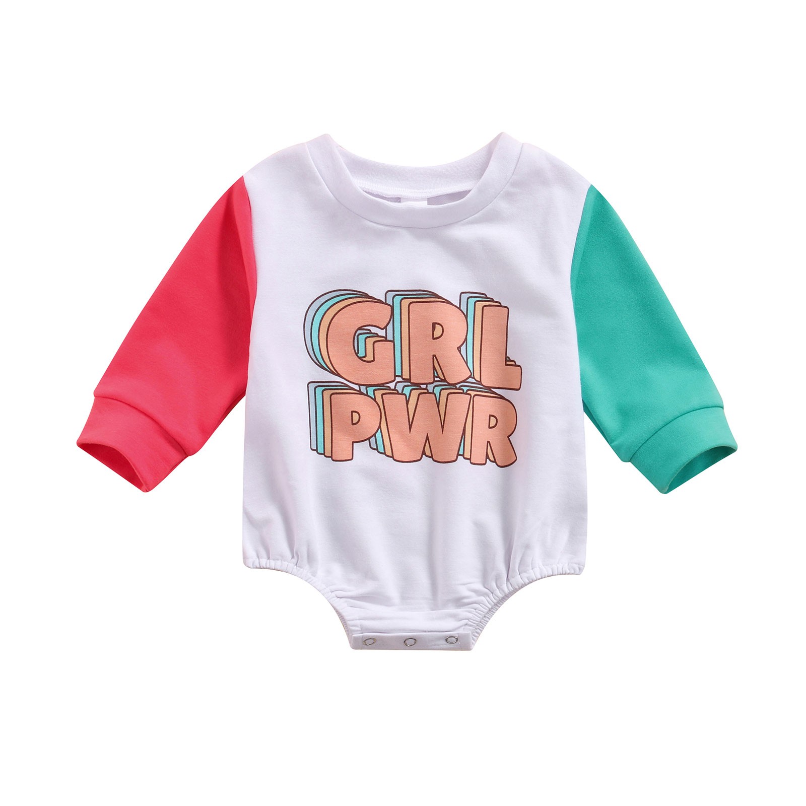 Ma & Baby 0-24M Newborn Infant Baby Girls Romper GRL PWR Letter Print Long Sleeve Jumpsuit Cute Autumn Spring Clothes