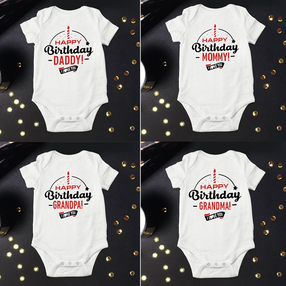 2021 Funny Happy Father's Day Mother Grandma Grandpa Baby Bodysuit Newborn Boys Girls Summer Short Sleeve Casual Wear