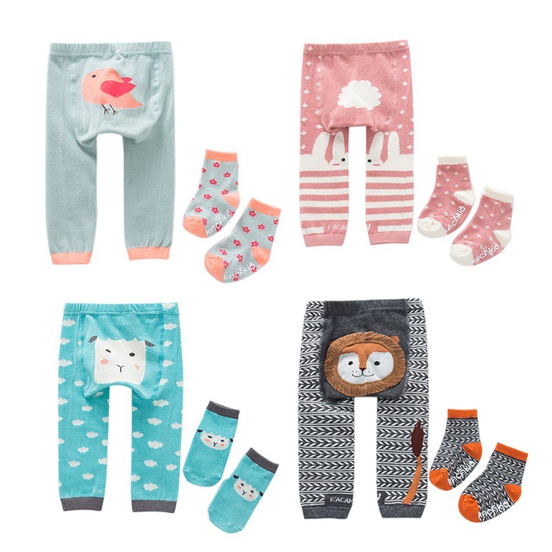 2pcs/set Cartoon Baby Boys Girls Leggings Autumn Winter Warmer Cotton PP Pants Trousers + Tights Infant Tollder Clothes Clothes