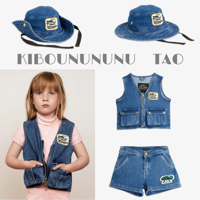Kibonuno Tao 2022 summer new boys and girls children's jeans jacket denim shorts denim hat minirodini