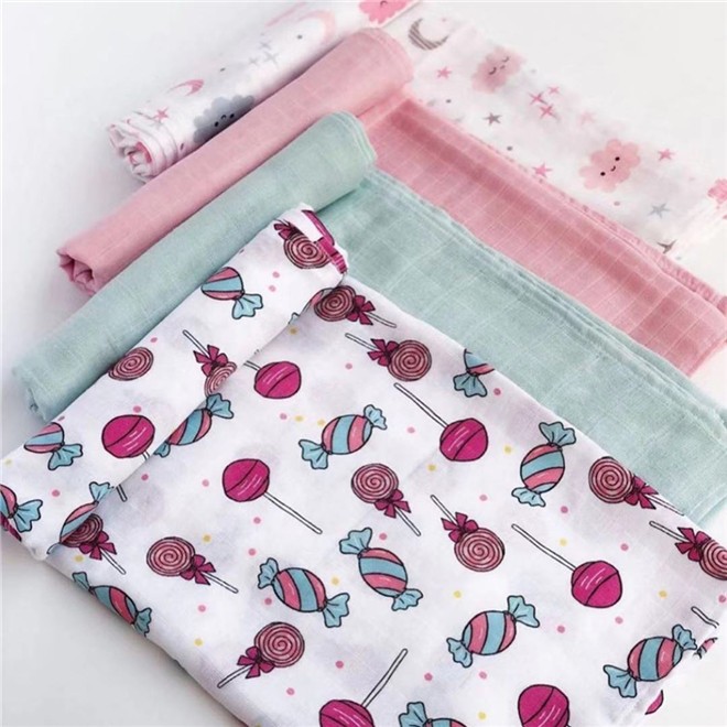 120cm*110cm 2 Layer Muslin Blanket Muslin Bamboo Baby Swaddle Blankets Newborn Baby Muslin Battaniye