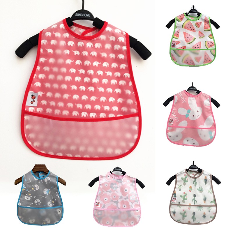 Baby Sleeves Waterproof Bib Cartoon Pattern Lunch Feeding Scarf Soft Cotton Baby Bibs EVA Layer Adjustable Saliva Cloth