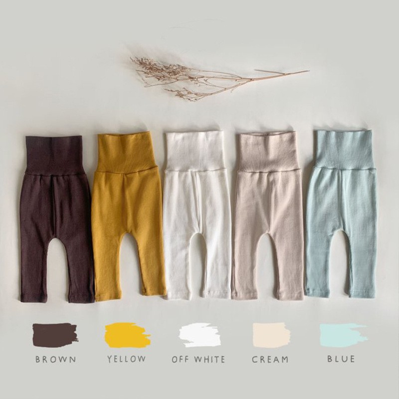 6M-3T Baby Cotton Leggings Solid Kids Pants Girl Cute High Waist Pants Fashion Infant Pants Toddler Boy Pp Pants Clothes