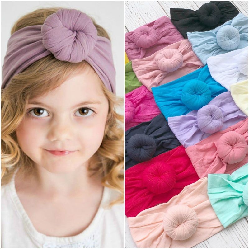 Newborn Baby Girls Wide Nylon Bow Headband Super Soft Knot Bow Nylon Head Bands