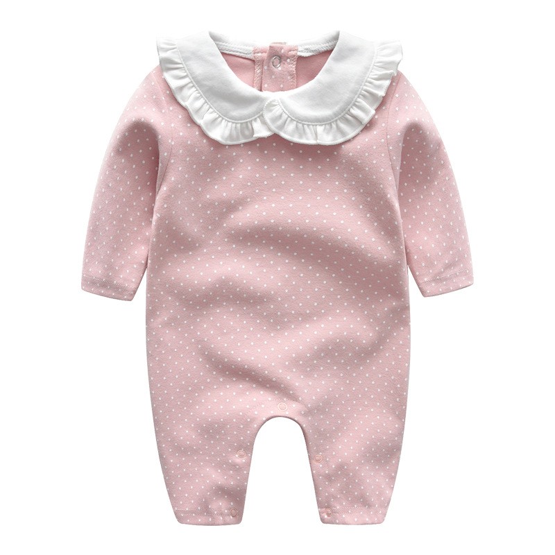 Baby Clothes Autumn Spring One Piece Cute Dot Baby Romper With Headband Baby Girl Clothes