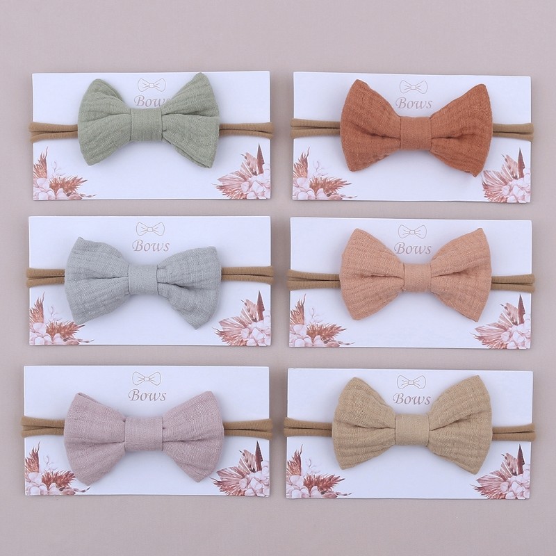 Baby Girls Elastic Bow Headband Solid Color Bowknot Hair Band Turban Soft Cotton Headwear Hair Accessories For Newborn Babies